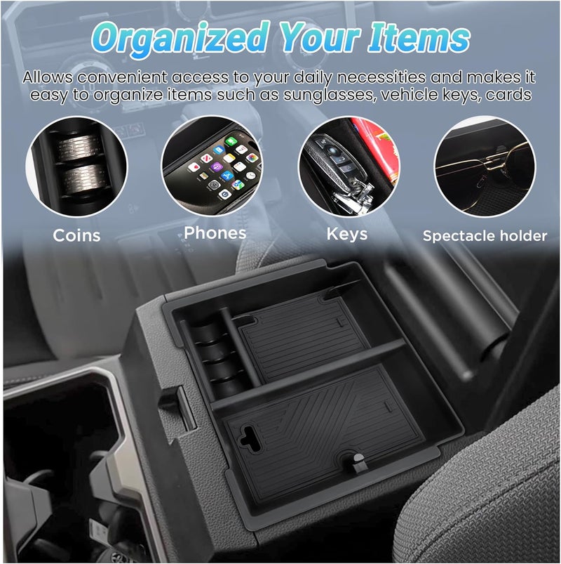 Sinminou Center Console Organizer Compatible with 2025-2026 Toyota 4Runner (6th Gen) Interior Accessories, Armrest Organizer Tray Insert with Hidden Storage Box for Coin and Sunglasses - Image 5